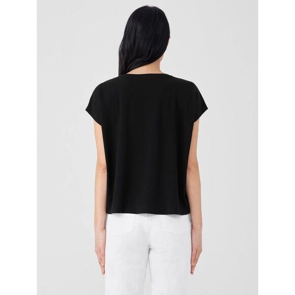 Eileen Fisher Women’s Fine Jersey Square Top Sz XL Black - Picture 2 of 7